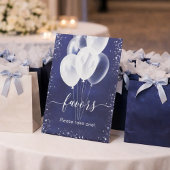 ネイビーブルー銀グリッターバルーンはゲストを支持 台座サイン