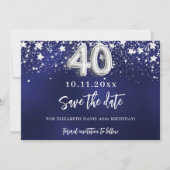 ネイビーブルー銀星40歳の誕生日 セーブザデート (正面)