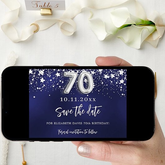 ネイビーブルー銀星70歳の誕生日 セーブザデート
