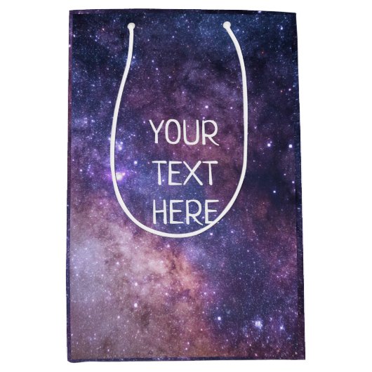 ネイビーブルー銀河系スターリーナイトスターズモダンミディアム ミディアムペーパーバッグ (正面)