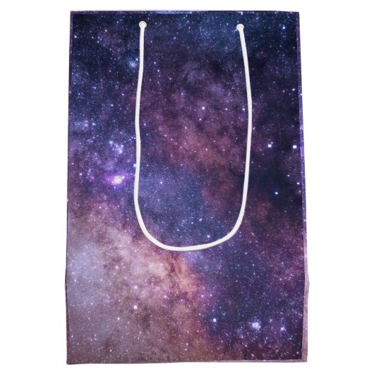 ネイビーブルー銀河系スターリーナイトスターズモダンミディアム ミディアムペーパーバッグ (裏面)