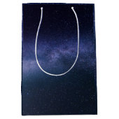 ネイビーブルー銀河系スターリーナイトスターズモダン ミディアムペーパーバッグ (正面)