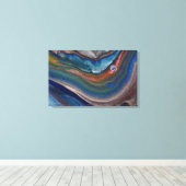 ネイビーブルー銅金属スワーズ液体大理石アート キャンバスプリント (インサイチュ (ウッドフロア))