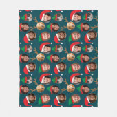 ネイビーブルー間抜けクリスマスクルー6枚 フリースブランケット (正面)