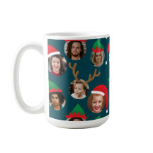 ネイビーブルー間抜けクリスマスハット6枚フォトコラージュ