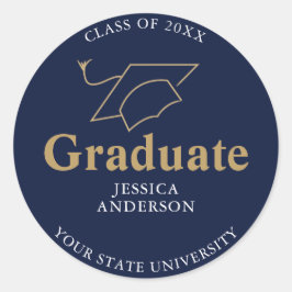 ネイビーブルー院長卒業式 ラウンドシール