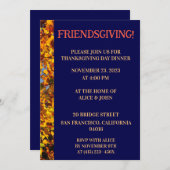 ネイビーブルー離れ&サンクスギビング与えフレンズ 招待状 (正面/裏面)