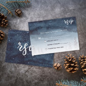 ネイビーブルー雪の冬のシーン結婚 | RSVP 招待状
