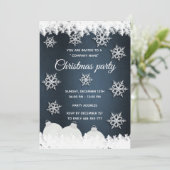 ネイビーブルー雪企業の結晶パーティー 招待状 (スタンド正面)