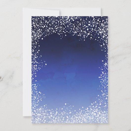 ネイビーブルー雪水色の休日企業の 招待状 (裏面)