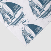 ネイビーブルー風セーリングボートパターン 薄葉紙 (詳細)