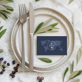 ネイビーブルー飛行機ハート旅行先結婚式 プレイスカード