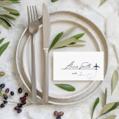 ネイビーブルー飛行機ハート旅行先結婚式 プレイスカード