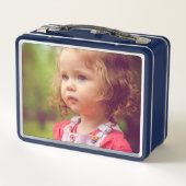 ネイビーブルー魅惑の森の妖精誕生日写真 メタルランチボックス (裏面)