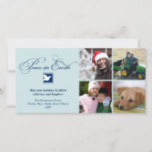 ネイビーブルー鳩の平和の地球の休日の挨拶 シーズンカード (正面)