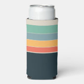 ネイビーブルー黄色とピンク80年代のヴィンテージ ストライプ スリム缶クーラー (Seltzer正面)
