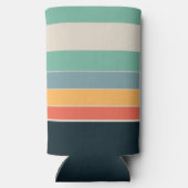 ネイビーブルー黄色とピンク80年代のヴィンテージ ストライプ スリム缶クーラー (裏面)