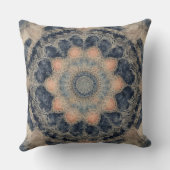 ネイビーブルー0レンジベージュマンダラプリント クッション (裏面)