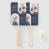 ネイビーブルー2アーチ写真卒業 ハンドファン (正面&裏面)