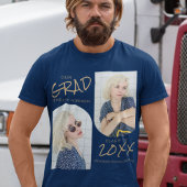 ネイビーブルー2アーチ写真卒業 Tシャツ