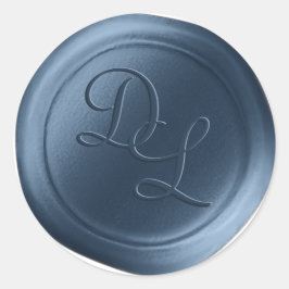 ネイビーブルー2レターモノグラムワックスシール ラウンドシール