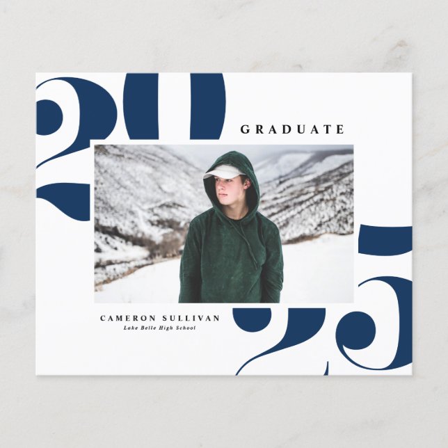 ネイビーブルー2025はっきりしたタイポグラフィ写真卒業 (正面)