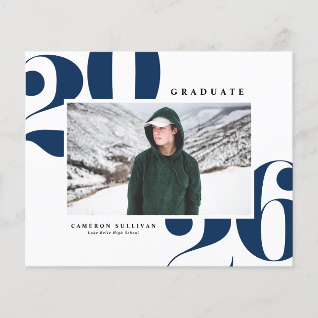 ネイビーブルー2025はっきりしたタイポグラフィ写真卒業 (正面)