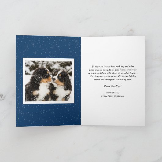ネイビーブルー2025はっきりしたタイポグラフィ年末年始の写真 シーズンカード (内部)