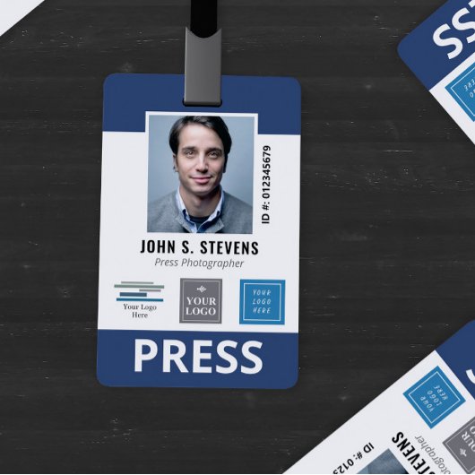 ネイビーブルー3ロゴプレスIDバッジ バッジ