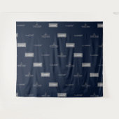 ネイビーブルー3ロゴ水平バックラ企業のンド タペストリー (正面(横))