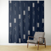 ネイビーブルー3ロゴ水平バックラ企業のンド タペストリー (インサイチュ)