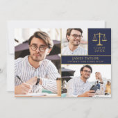 ネイビーブルー3写真法学校卒業会 招待状 (正面)