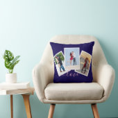 ネイビーブルー3枚の写真のコラージュラブピンクスクリプト クッション (椅子)