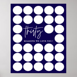 ネイビーブルー30理由We Love You誕生日Keepsake ポスター