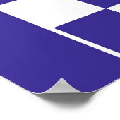 ネイビーブルー4月市松模様に月カレンダー ポスター (角)