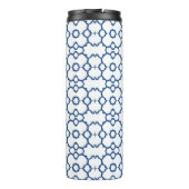 ネイビーブルー4角モザイク白の背景 タンブラー (裏面)