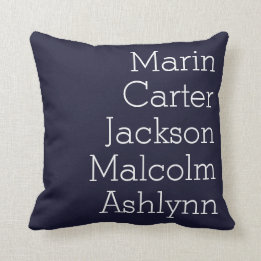 ネイビーブルー5人の子供の名前パーソナライズされた家族 クッション