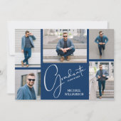 ネイビーブルー5写真卒業パーティー 招待状 (正面)