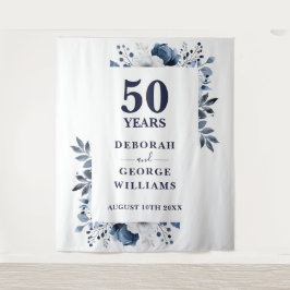 ネイビーブルー50周年記念写真ブース背景 タペストリー