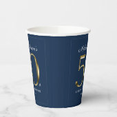 ネイビーブルー50誕生日無地の金ゴールド男らし 紙コップ (左)