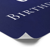 ネイビーブルー50th誕生日パーティー写真ハート歓迎 ポスター (角)