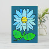 ネイビーブルー60番誕生日シンプルブルーサンフラワー 招待状 (スタンド正面)