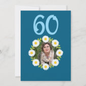 ネイビーブルー60番誕生日シンプルブルーサンフラワー 招待状 (裏面)