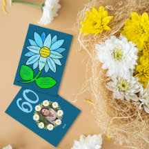 ネイビーブルー60番誕生日シンプルブルーサンフラワー