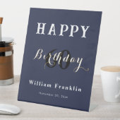 ネイビーブルー60thバースデーパーティーお祝い 台座サイン (インサイチュ)