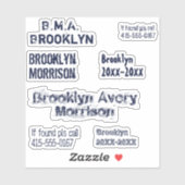 ネイビーブルー7カスタム文字名カッコいいデカール学校 シール (シート)