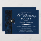ネイビーブルー80thバースデーパーティー 招待状 (正面/裏面)