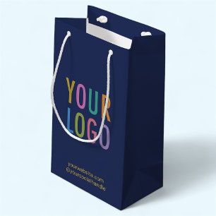 ネイビーブルー8.5インチ抱き枕カスタムロゴ小 スモールペーパーバッグ