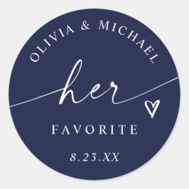 ネイビーブルー お気に入りのスクリプト ウェディング トリートバッグ ラウンドシール