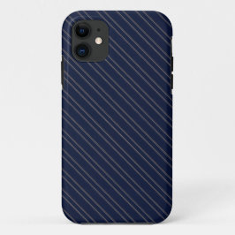 ネイビーブルー アイボリー ゴールド ピンストライプ iPhone 11 ケース